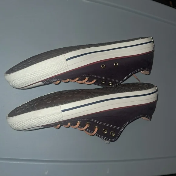 Casual Low-Top Converse Canvas Sneakers in Dark Brown with Tan Accents - Picture 3 of 6